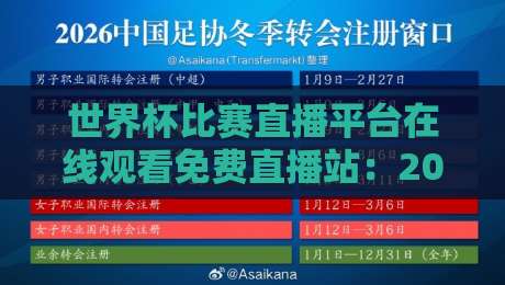 世界杯比赛直播平台在线观看免费直播站:2026年观赛指南与避坑攻略
