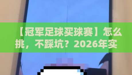 【冠军足球买球赛】怎么挑,不踩坑?2026年实战经验手把手教你